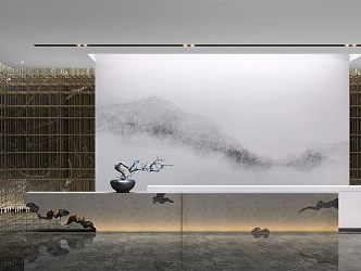 New Chinese Front Desk Sales Office Front Desk 3d model