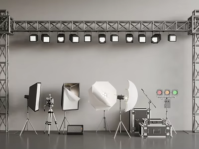 Professional Photography Studio Setup With Lighting Gear Truss And Equipment 3d model