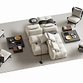 Modern Sectional Sofa with Accent Chairs Coffee Tables and Area Rug in Living Room