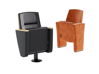 Modern Dual Colored Theater Seats With Black Leather Brown Velvet Upholstery And Armrests 3d model
