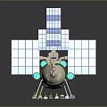 Space Satellite With Blue Solar Panels White Main Body And Green Accent Detector