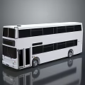 White Modern Double Decker Bus With Large Windows On Reflective Surface 3d model