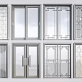 Various Window Designs With Different Lattice Patterns And Modern Metal Frames 3d model