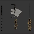 Rustic Scene Components Featuring Reed Fences Straw Screens And Wooden Racks