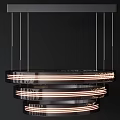 Modern Multi Layered Circular Chandelier With Illuminated Rings For Interior Decor 3d model