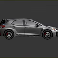 Silver Sporty Hatchback Car With Black Wheels Red Brake Calipers And Aerodynamic Design