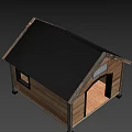 Wooden Dog House with Black Roof Arch Door Small Window and Support Legs Design