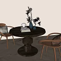 Quiet solid wood round table 3d model