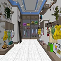 Kids Clothing Store With Colorful Children's Dresses Toys Green Plants And Decorative Shelves