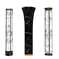 Elegant Black and White Marble Columns with Unique Designs and Metal Accents