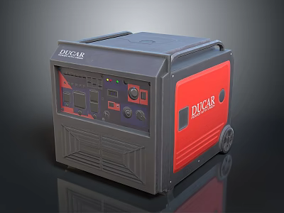DUGCAR Portable Generator with Black and Red Design and Wheels for Outdoor Entertainment 3d model