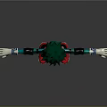 Game And Movie Character 3D Model With Green Hair Teal Outfit Red Shoes Arms Outstretched