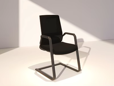 Black Modern Office Chair With Mesh Back And Metal Frame Armrests 3d model