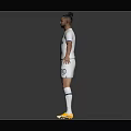 Man in White Jersey With Gazoo Logo Number 10 Yellow Cleats Arms Outstretched Gray Background