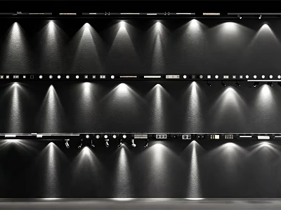 Modern Indoor Ceiling Downlights And Spotlights Lighting Arrangement With Bright Illumination 3d model