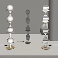 Modern Layered Spherical Floor Lamps in White Black and Glass with Golden Base