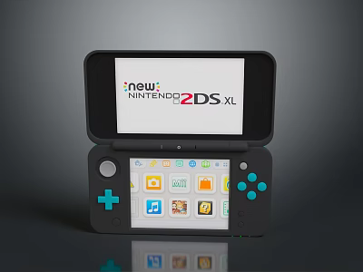 New Nintendo 2DS XL Handheld Gaming Console With Open Design And Colorful App Icons 3d model