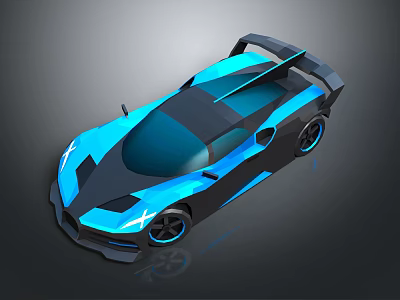 Blue And Black Sleek Sports Car With Rear Spoiler Blue Wheels And Modern Design 3d model