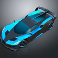 Blue And Black Sleek Sports Car With Rear Spoiler Blue Wheels And Modern Design