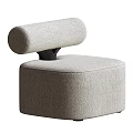 Modern Light Gray Fabric Single Sofa With Cylindrical Backrest And Black Connector 3d model