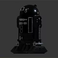 Black Mechanical Droid Character With Dome Head And Detailed Leg Structure 3d model