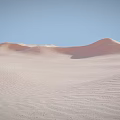 Vast Desert Landscape With Rolling Sand Dunes Under Clear Blue Sky