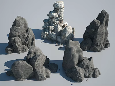 Decorative Garden Stones In Various Shapes And Sizes For Landscaping Projects 3d model