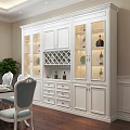 White Wine Cabinet With Glass Doors Wine Rack And Storage In Modern Dining Room