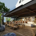 Modern Detached Villa with Palm Trees Lush Greenery and Wooden Deck Entrance
