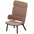 Modern Upholstered Armchair With Brown Fabric And Wooden Legs Design