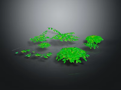 Vibrant Green Plants Featuring Various Sizes Shapes and Lush Leaves on Dark Background 3d model