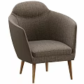 Dark Gray Upholstered Accent Chair With Armrest And Wooden Legs Design