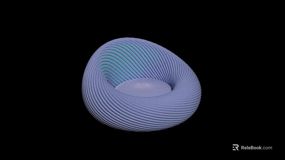 Unique Modern Single Sofa with Spiral Texture Curved Shape Pastel Blue Purple Gradient Design 3d model 