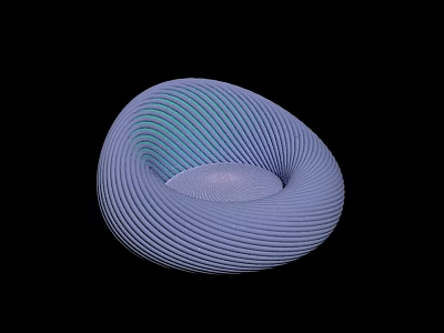 Unique Modern Single Sofa with Spiral Texture Curved Shape Pastel Blue Purple Gradient Design 3d model