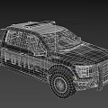 Police Pickup Truck With Roof Lights Black White Color And Front Grille Design
