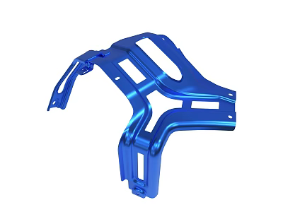 Blue Metal Mechanical Structure Part with Hollow Design and Mounting Holes 3d model