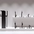 Black Modern Bathroom Faucet Set With Varied Curved Shapes And Sleek Design