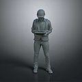 Man in Hard Hat Wearing Vest And Pants Holding Tablet Standing Pose