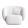 Beige Single Sofa With Rounded Shape Fluffy Fabric And Comfortable Cushion