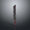3D Designed Fantasy Sword With Red And Black Decorative Hilt And Unique Blade