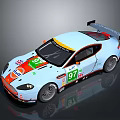 Light Blue Racing Car With 97 Number Gulf Martini Logos And Rear Wing