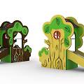 Tree Shaped Children's Playground Equipment With Slide Leaves And Trunk Design