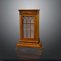 Classic Wooden Display Cabinet With Glass Door And Decorative Carved Legs