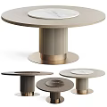 Modern Round Dining Table With Marble Top And Fluted Metal Leg In Various Styles