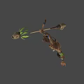 Game Movie Monkey Character With Glowing Green Staff Standing On Wooden Stumps Making Victory Sign
