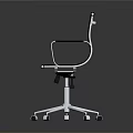 Black Leather Office Chair With Striped Backrest Armrests And Silver Metal Base Wheels