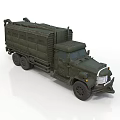 Vintage Military Green Truck Model with Covered Cargo Bed and Classic Design