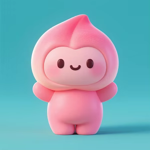 Peach baby creative peach pink doll creative ornaments 3d model