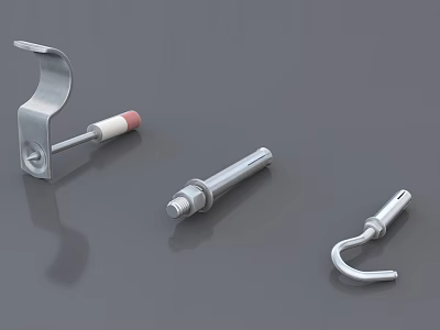 Metal Building Components Featuring Stainless Steel Bracket Bolt And Hook Hardware 3d model