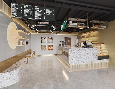Modern Coffee Shop Cafe 3d model